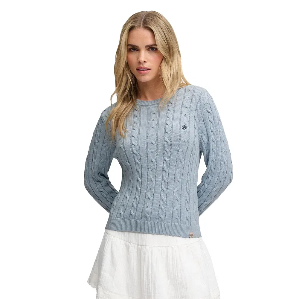 Женский свитер с косами Superdry Essentials SD&CO Cable Jumper, Blue