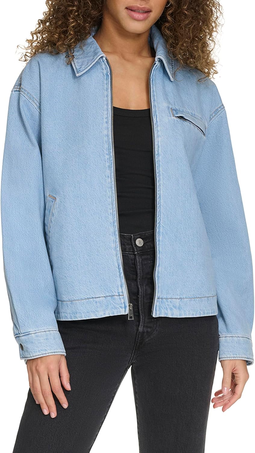 

Levi's Женская куртка-утилитар на молнии с воротником, Light Wash Denim