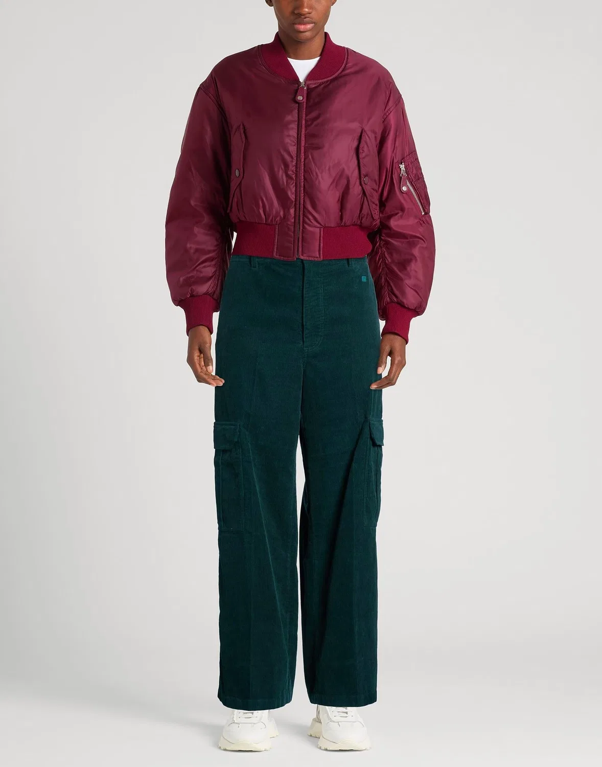 Женские карго-брюки из вельвета с логотипом Acne Studios, темно-зеленый — фото 2