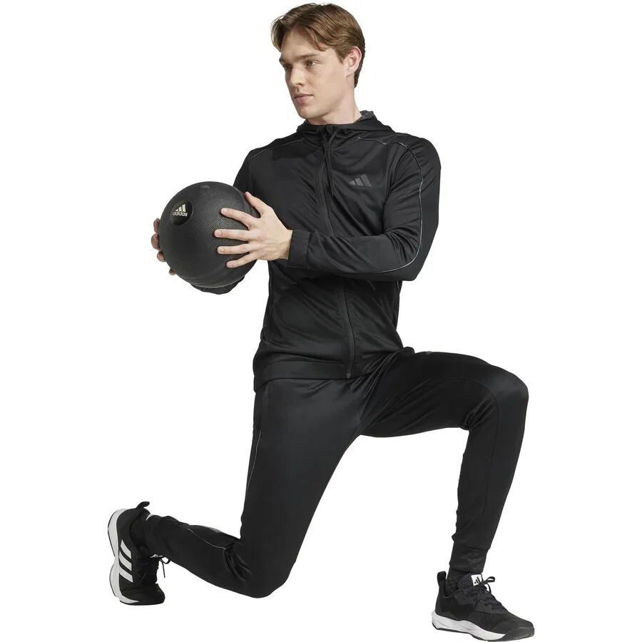Спортивная толстовка на молнии ADIDAS PERFORMANCE 'ESSENTIALS' черного цвета — фото 4