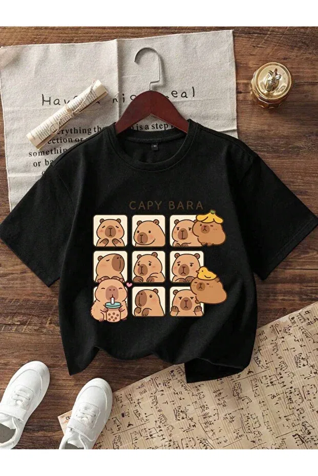 Детская футболка для девочек с принтом Capybara Printed Cc Collection, Black