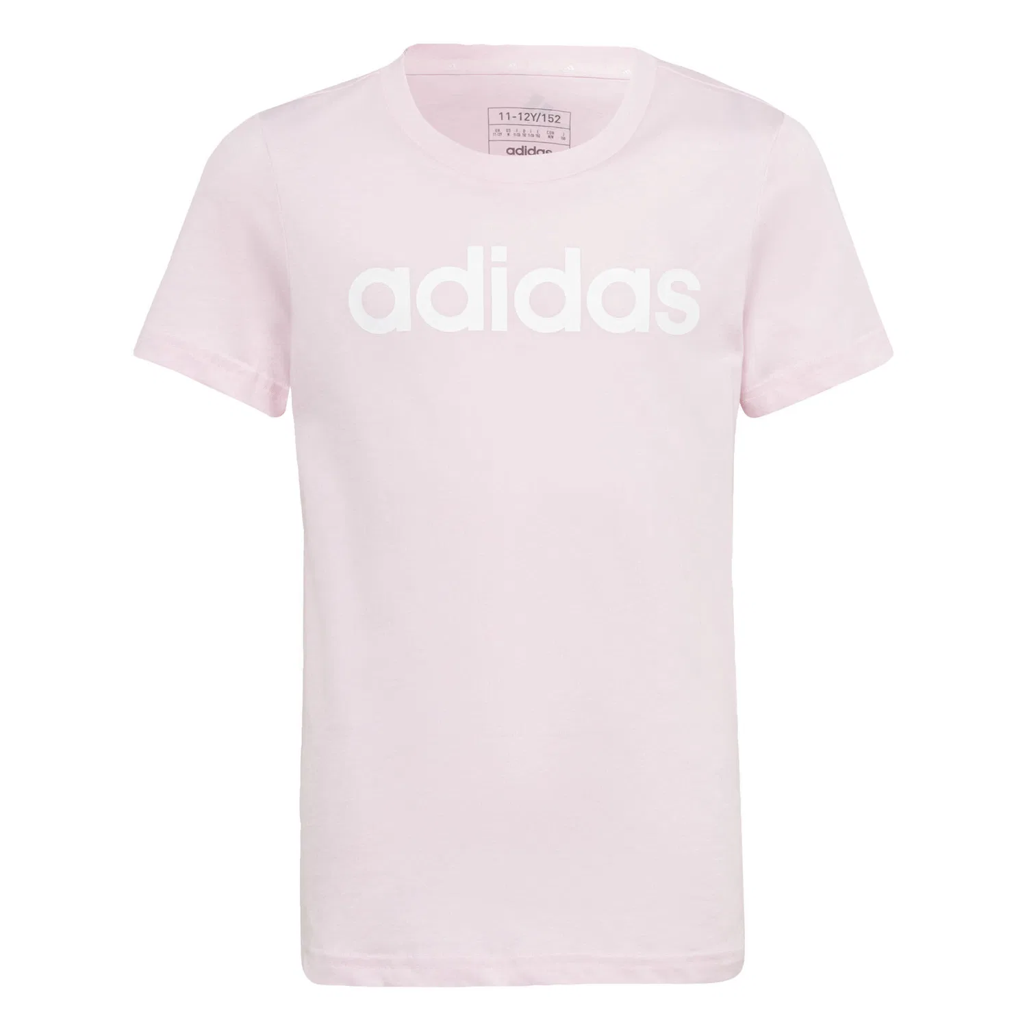 Детская хлопковая футболка Essentials Linear Logo Cotton Slim Fit Adidas, Rosa Weiss