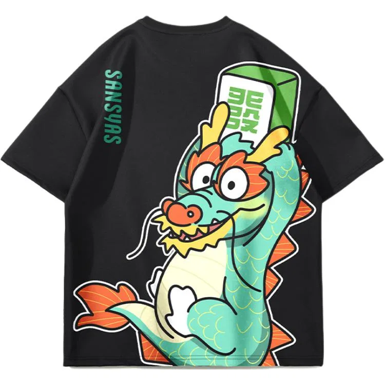 Детская футболка с круглым вырезом Unisex Black Hair Dragon SANSYAS — фото 3