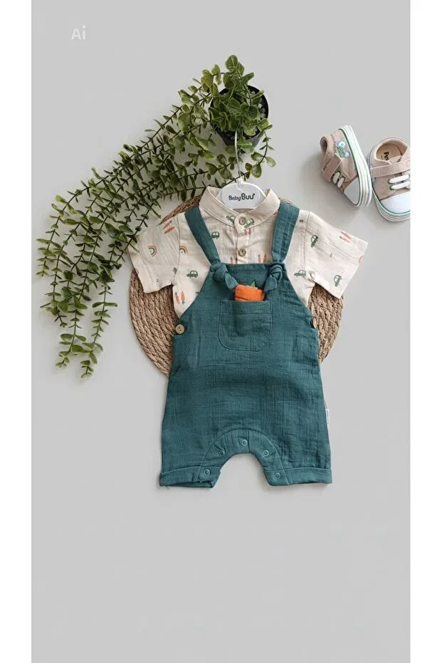 Детский комбинезон для мальчиков хлопковый Bebezade, Dark Green — фото 3