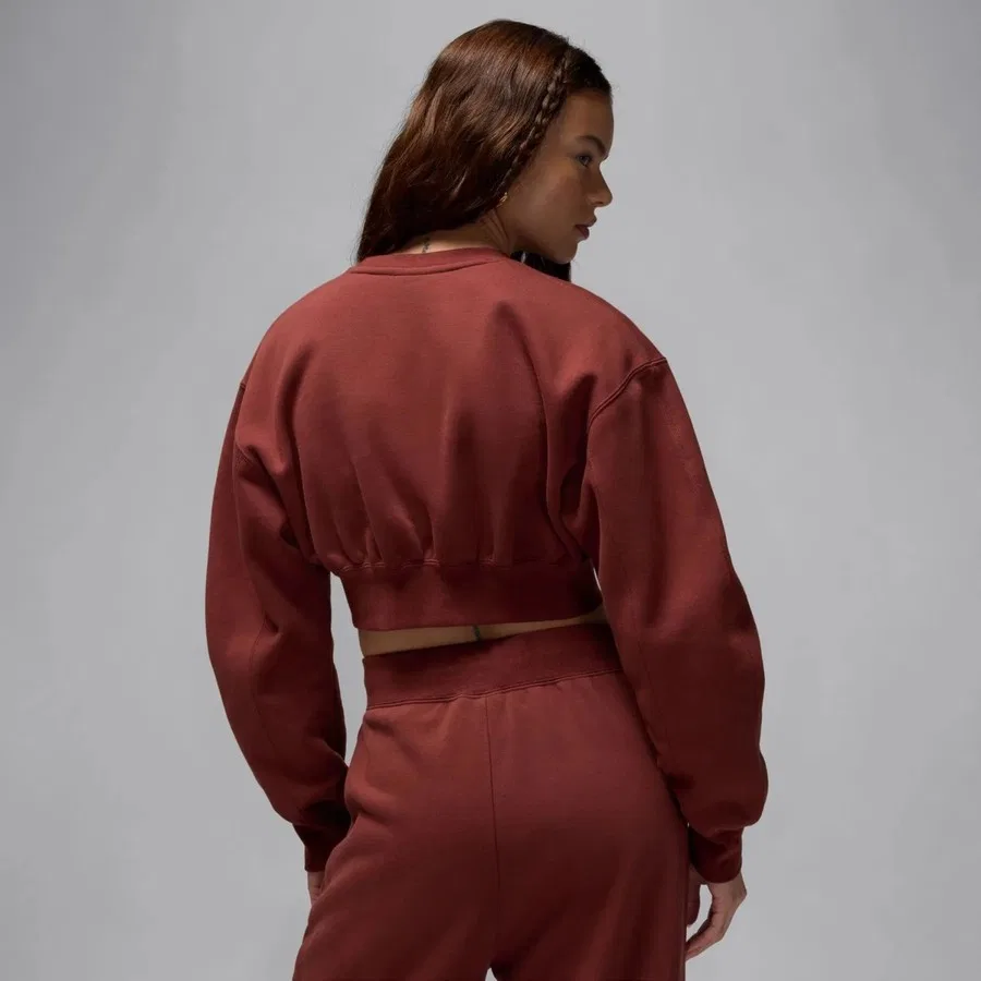 Женский свитшот-кроп оверсайз из флиса Jordan Flight Fleece Nike, Коричневый — фото 2