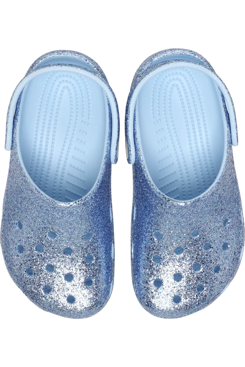 Детские сабо с блестками Classic Chunky Glitter CROCS, Blue Frost — фото 2
