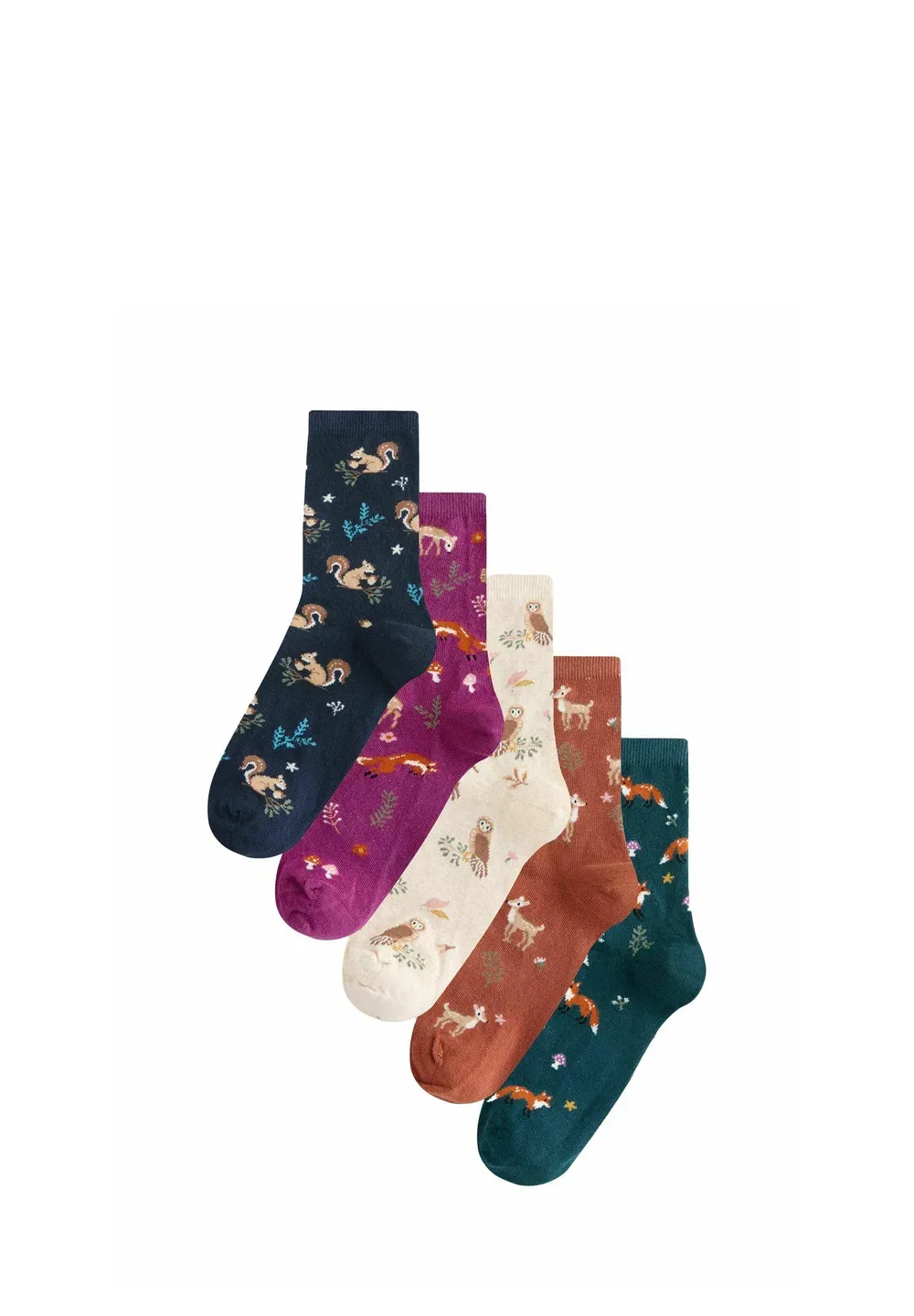 Набор из 5 коротких носков Next, Autumn Animals Print