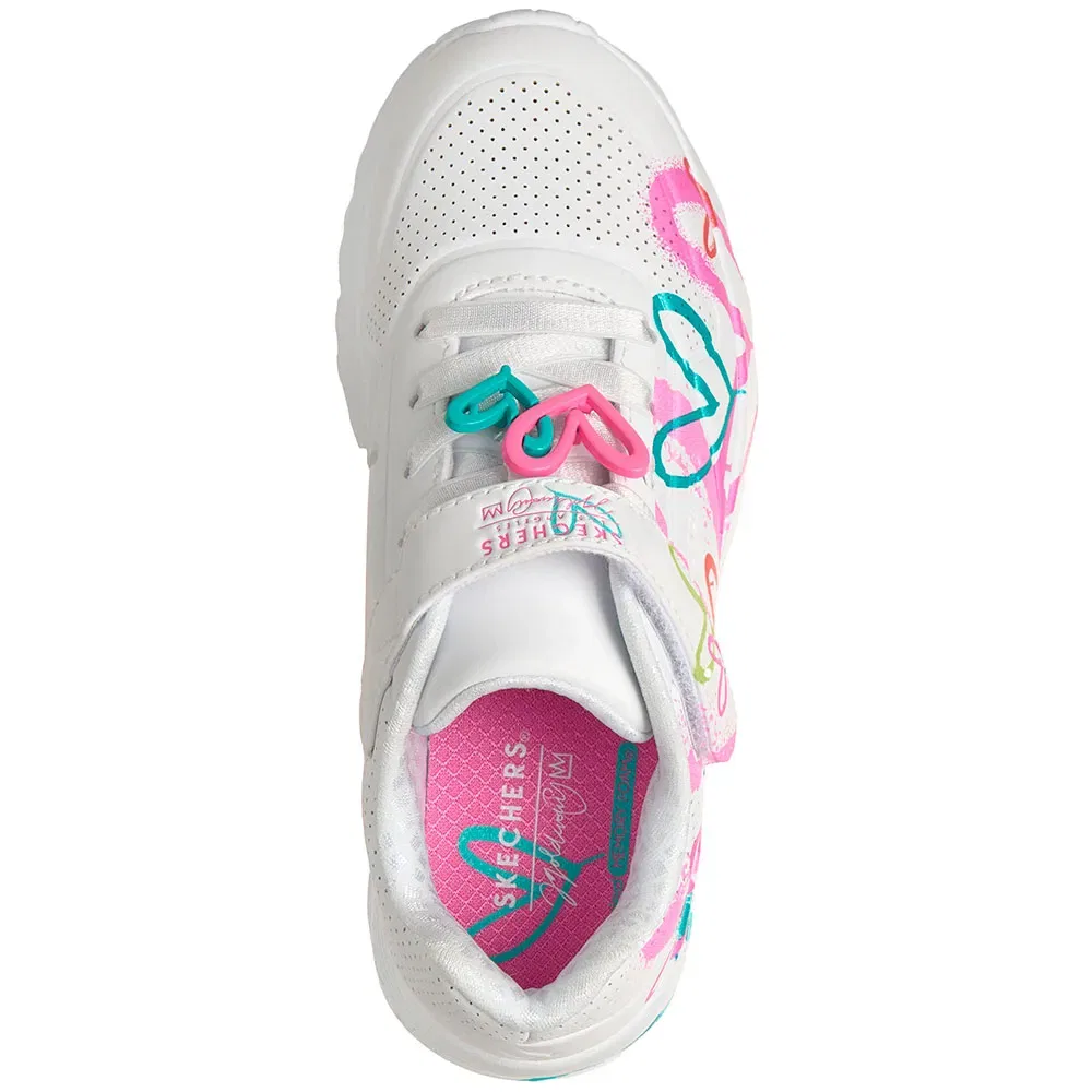 Детские кроссовки для девочек Skechers Uno Lite Heart Status, White — фото 4