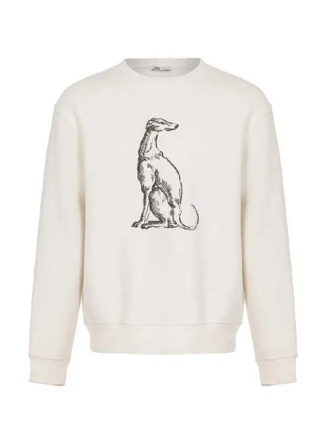 Свитшот с круглым вырезом Zara, белый