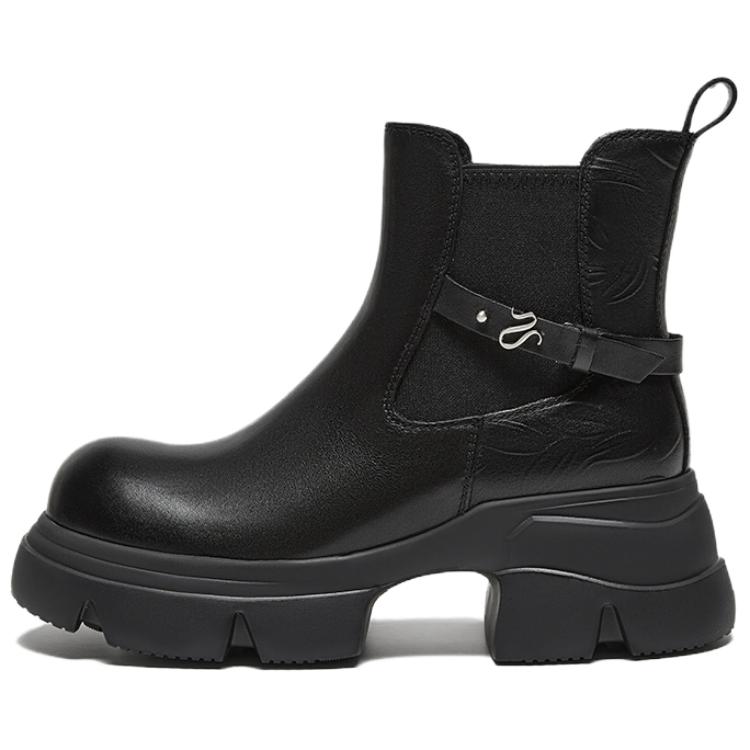 Короткие женские ботинки челси BASTO, Black Fleece-Lined