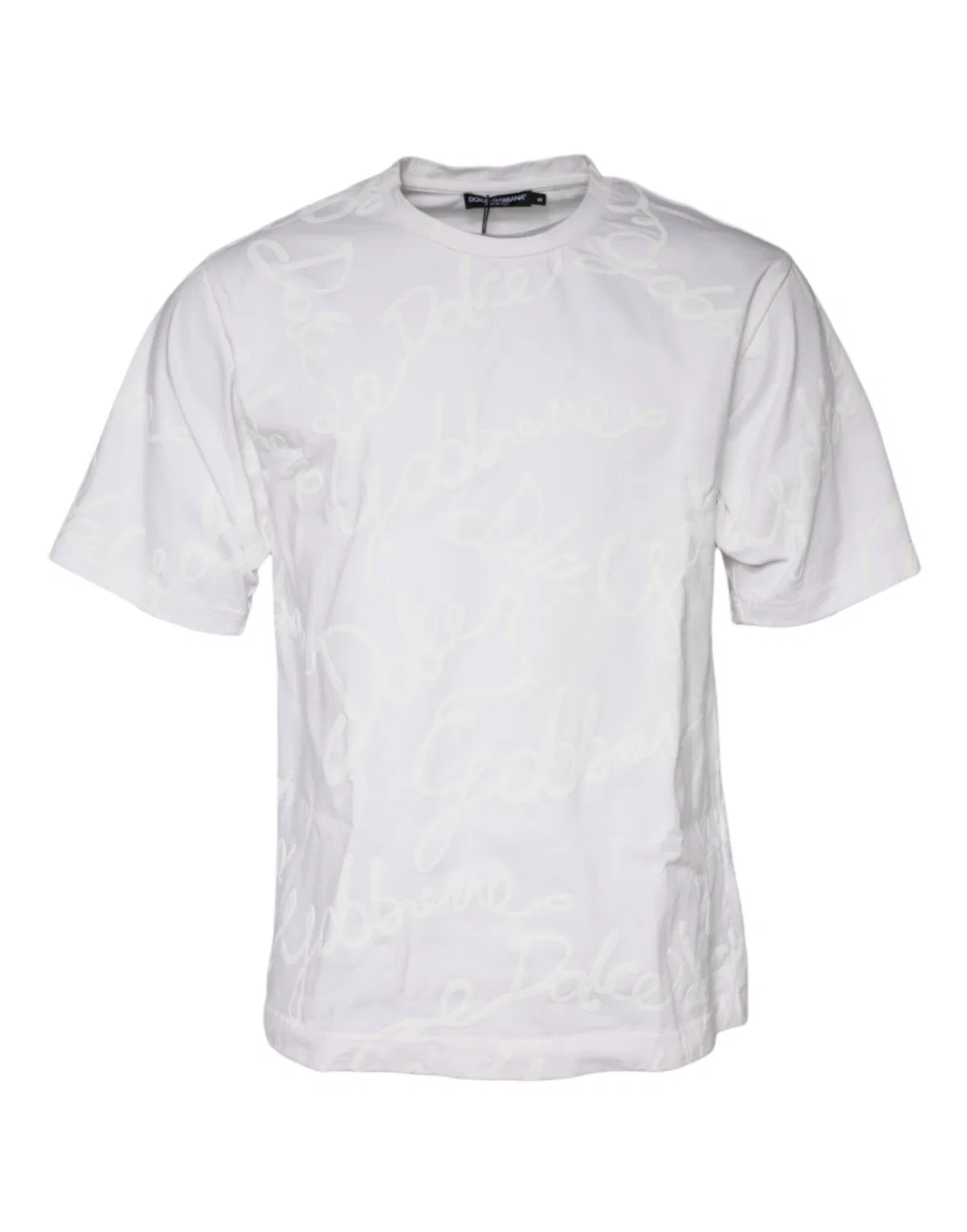 Мужская футболка с принтом логотипа White Logo Print Cotton Crew Neck Dolce & Gabbana, White