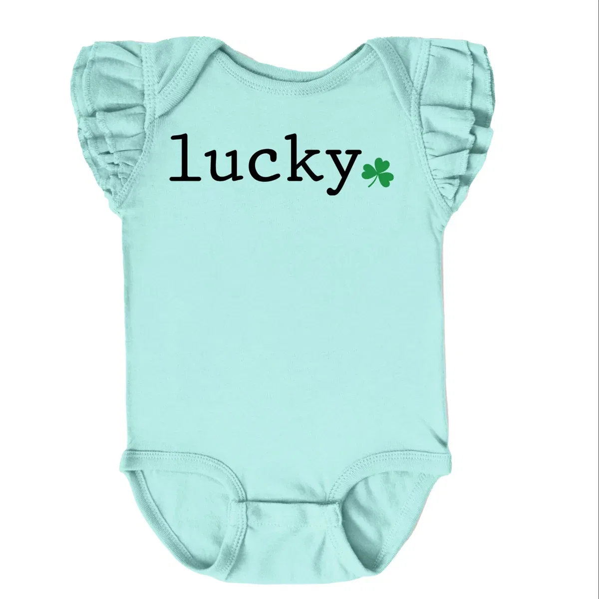 Детское боди для девочек с коротким рукавом Lucky Typewriter Clover The Juniper Shop, Seafoam