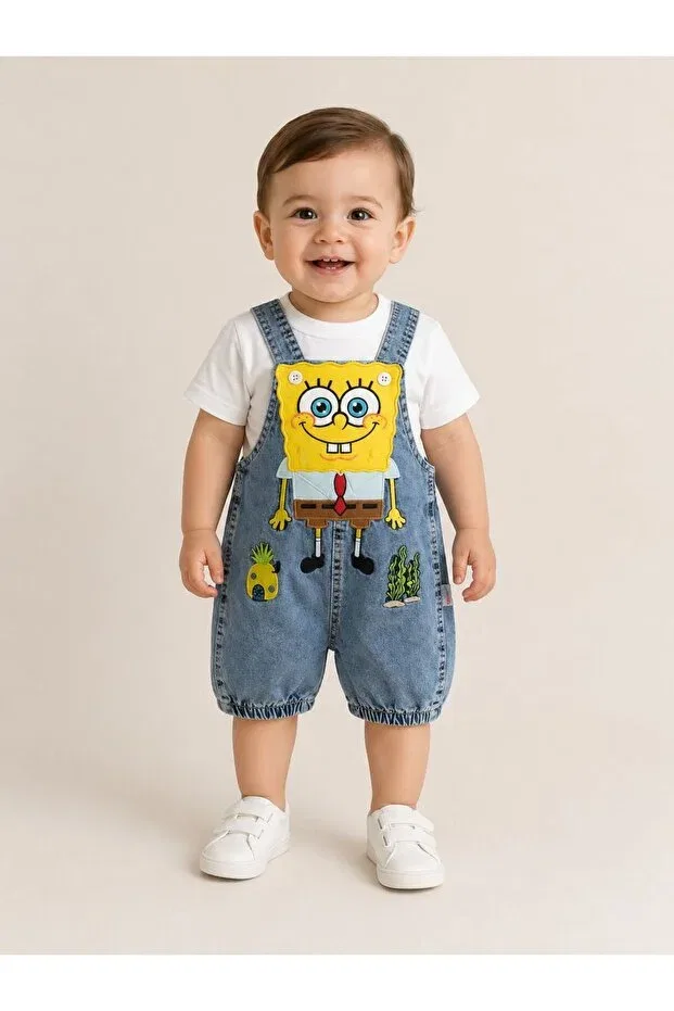 Детский джинсовый комбинезон с принтом Sponge Bob Bebexo Kids, Blue