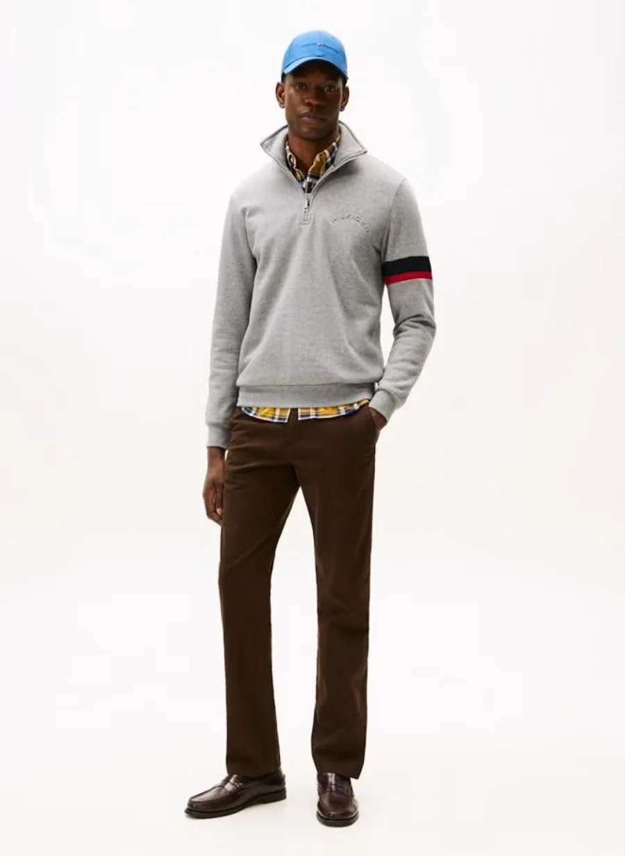 Свитшот Tommy Hilfiger Casual Half Zip, серый — фото 4