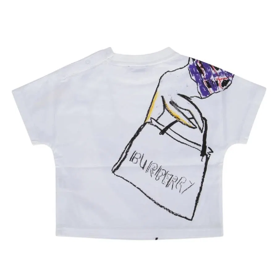 Футболка с графическим принтом Girls Multicolor Goose Graphic Print Cotton T Shirt Burberry, White — фото 2