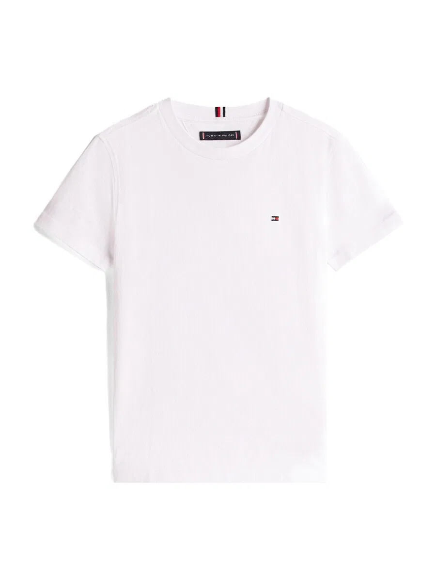 Футболка TOMMY HILFIGER 'Essential Flag Embroidery' белого цвета