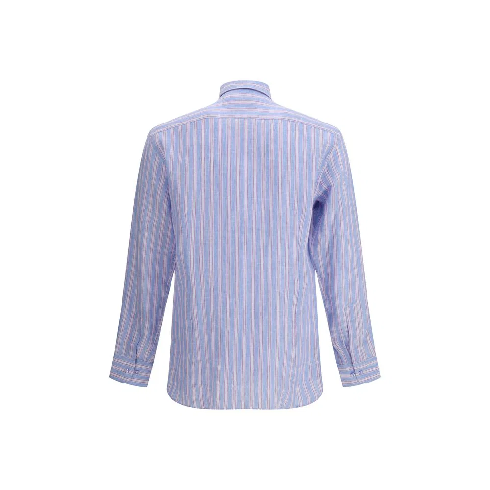 Мужская рубашка с полосатым принтом Multicolor Linen Shirt Etro, Multicolor — фото 2