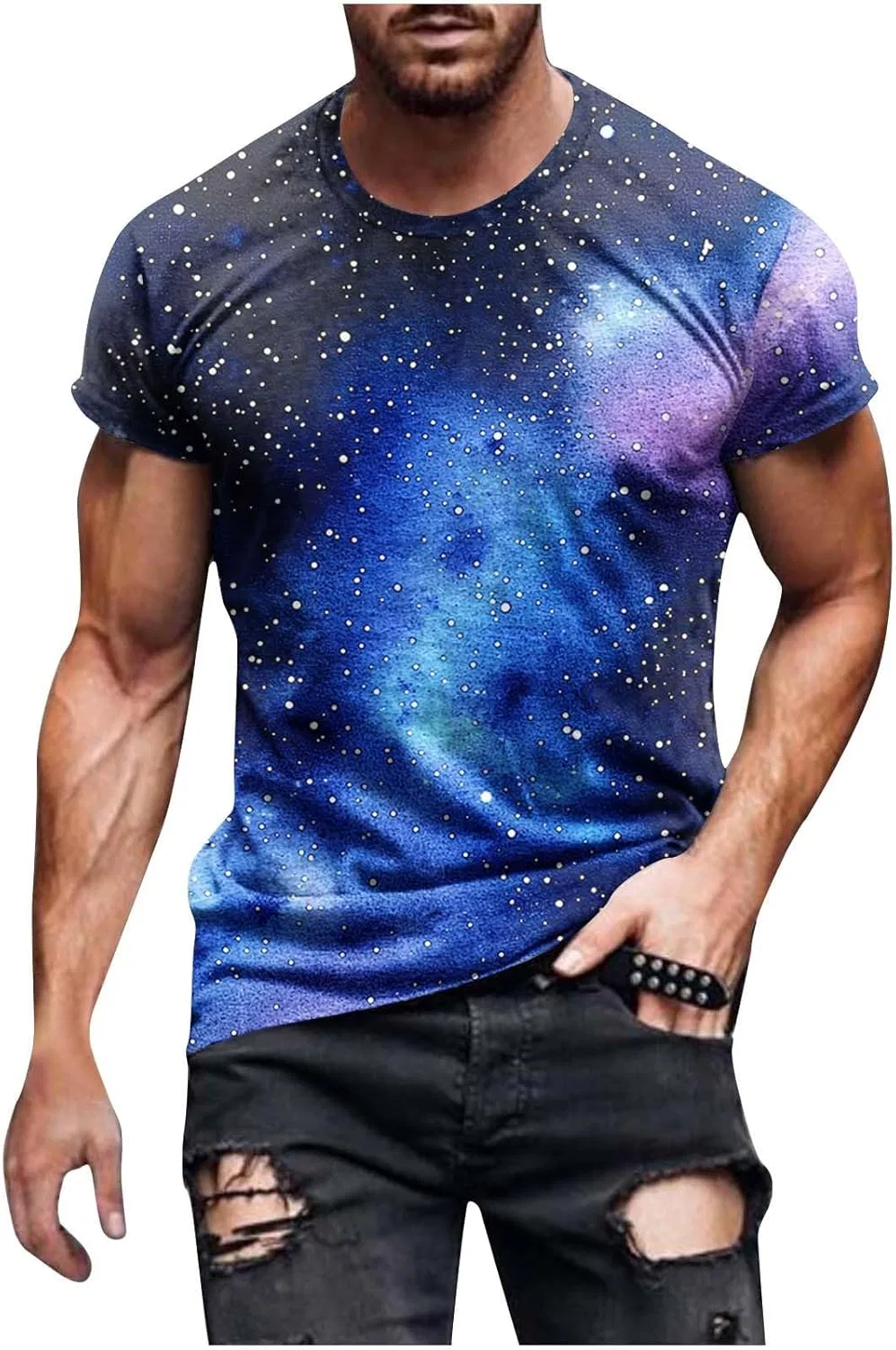 Мужская футболка с 3D-принтом Crewneck, Multicolor