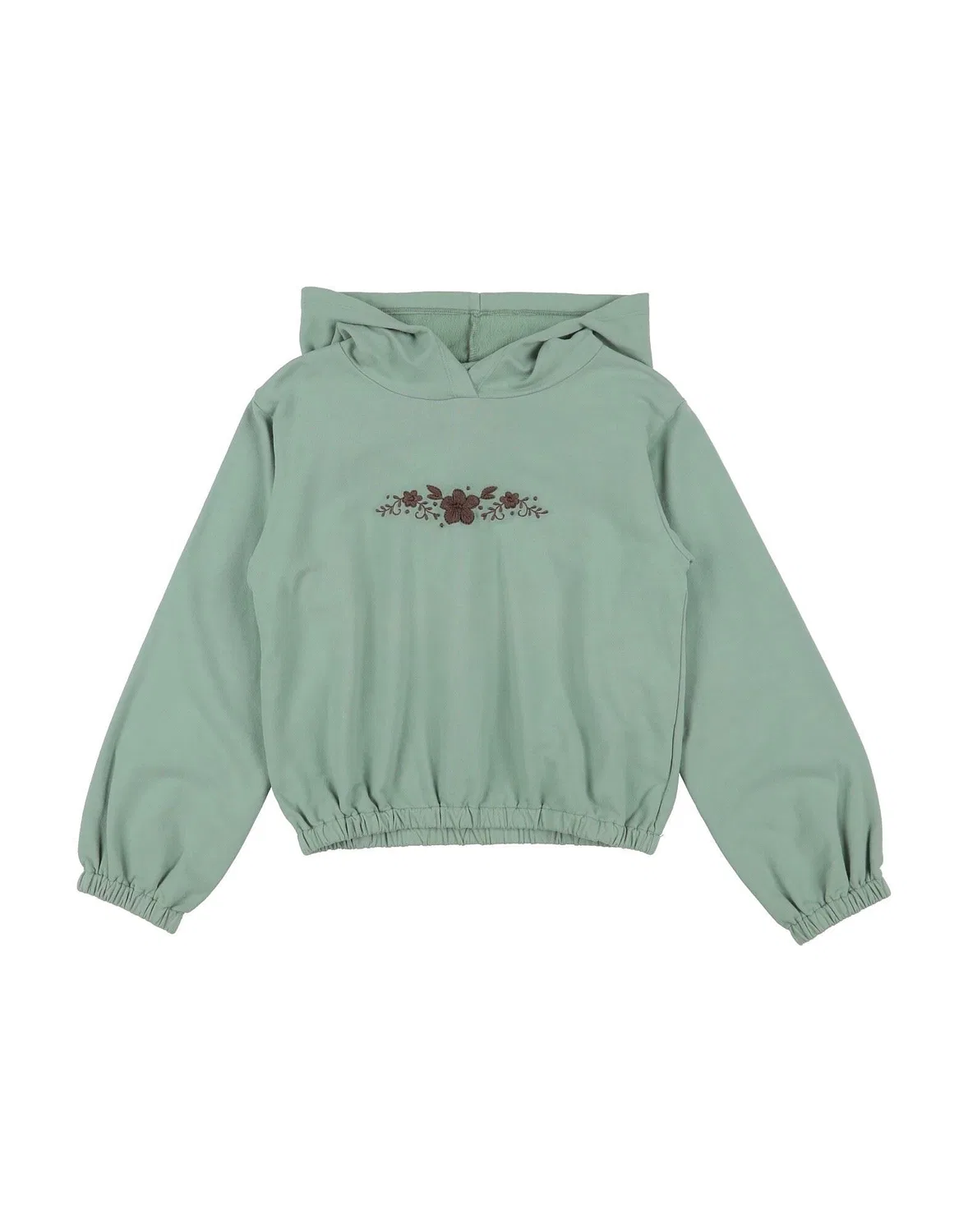 Детский свитшот для девочек на флисе с капюшоном Sage Green