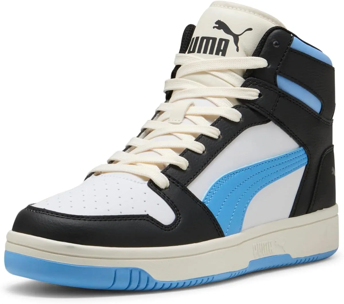 Мужские кроссовки PUMA Rebound Layup Mid, Black Team Light Blue Frosted Ivory