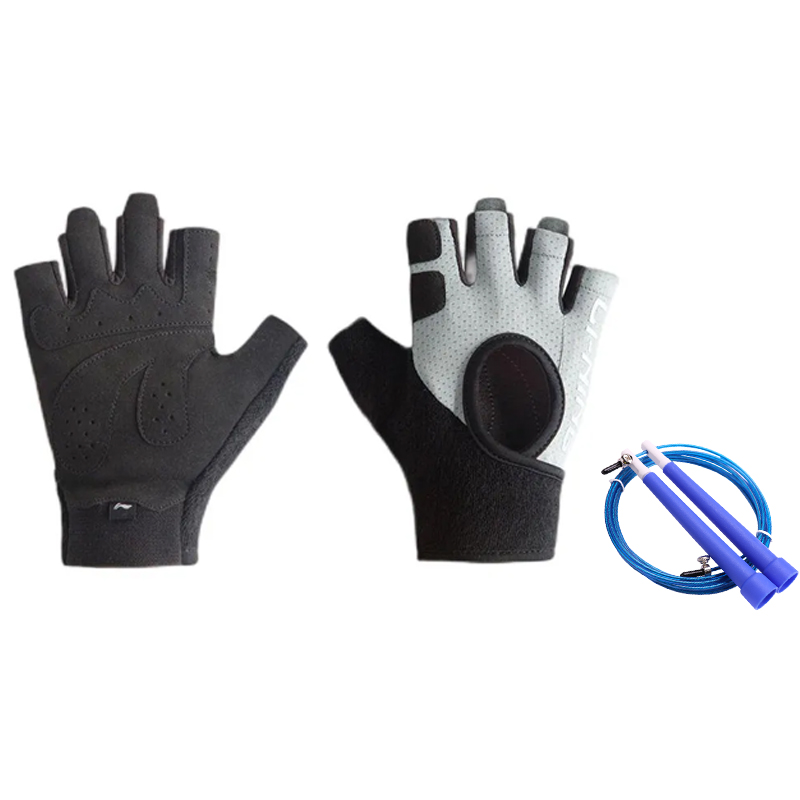 

Фитнес-перчатки Li-Ning, li-ning glove starry черный+steel wire jump rope синий