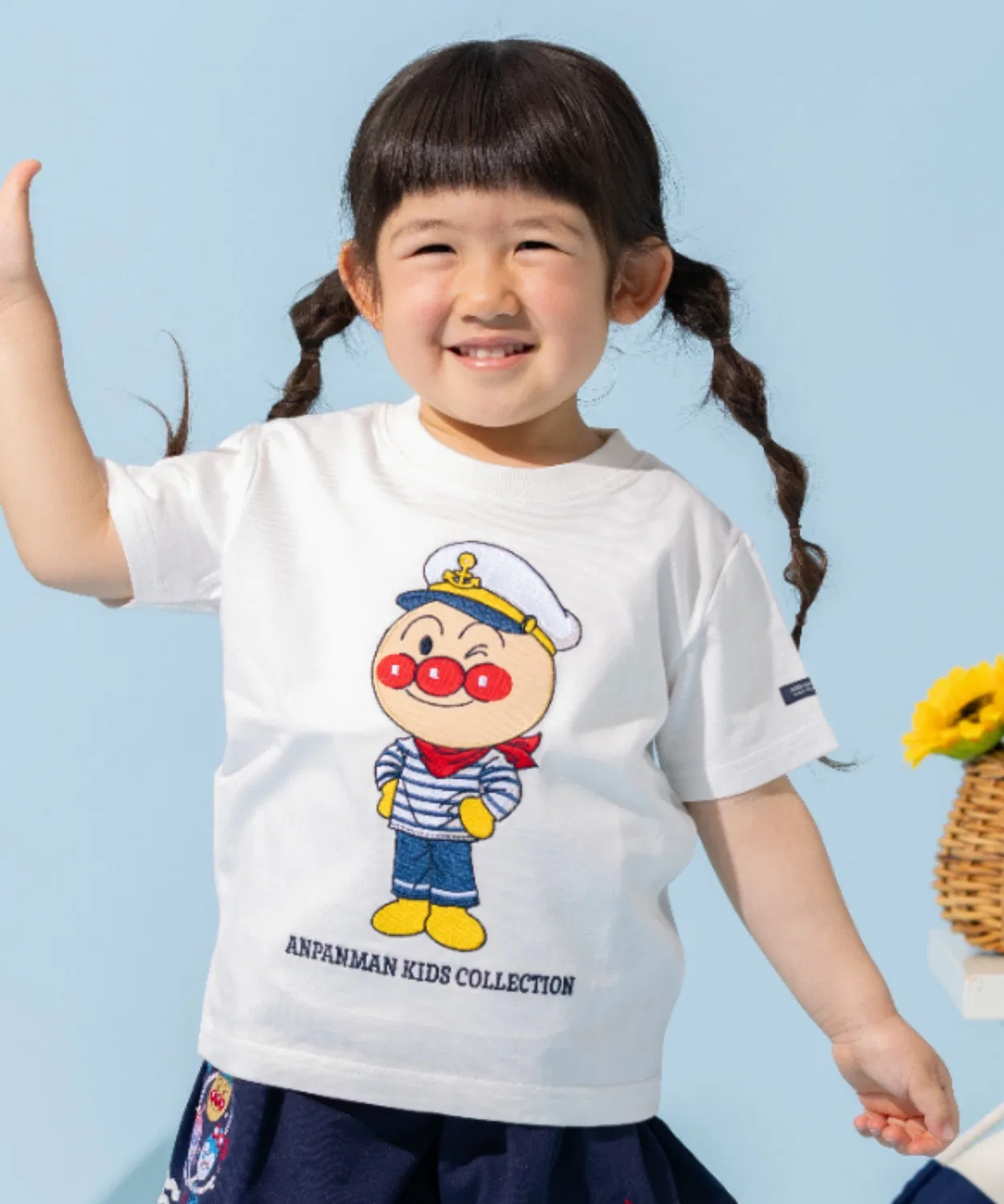 Детская футболка с морским принтом Anpanman Marine Embroidery ANPANMAN KIDS COLLECTION, Off White