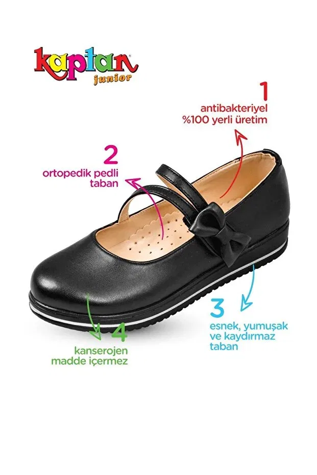Детские ортопедические балетки для девочек Kaptan Junior, Black — фото 3