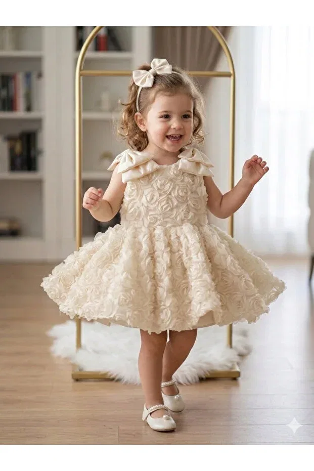Детское платье для девочек с длинным рукавом Mirace Styl, Nude Color