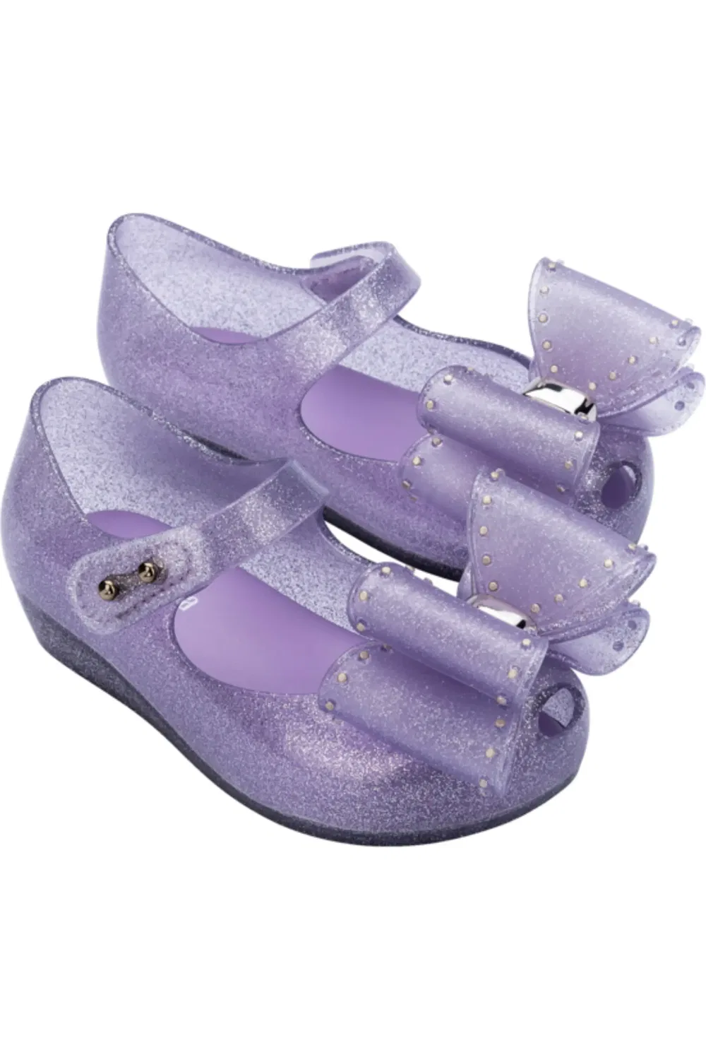 Туфли детские балетки с бантом Ultragirl Classic Mini Melissa, Glitter Lilac
