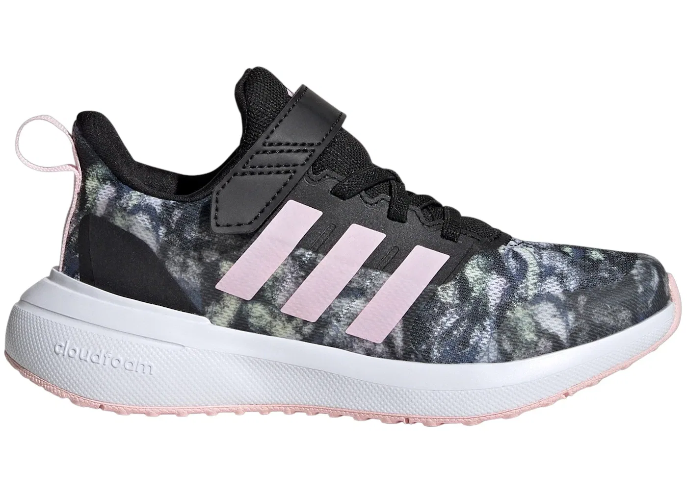 Детские кроссовки с закрытой шнуровкой Adidas Fortarun 2.0 Cloudfoam Top Strap Adidas, Core Black Clear Pink Cloud White