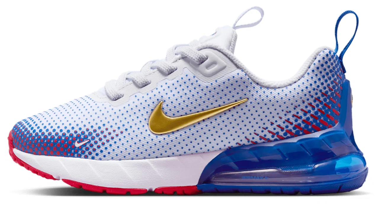 Детские кроссовки для мальчиков с амортизацией Air Max Nike, Metallic Gold/White/Game Royal — фото 2