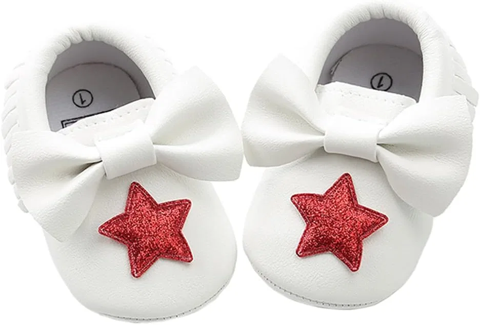 Детские туфли Мэри Джейн с бантом для девочек Shiny Star Walking Moccasin lakiolins, Red Star