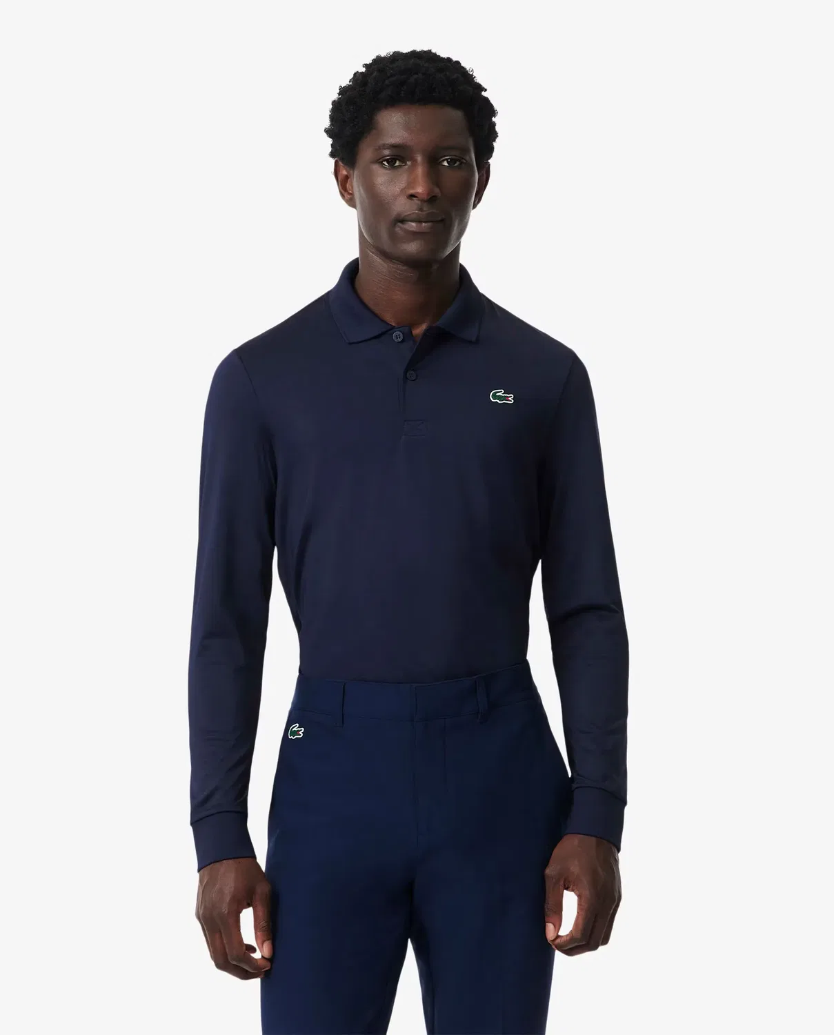 Мужское поло Lacoste с длинным рукавом для гольфа, технология Ultra Dry, Azul Marino