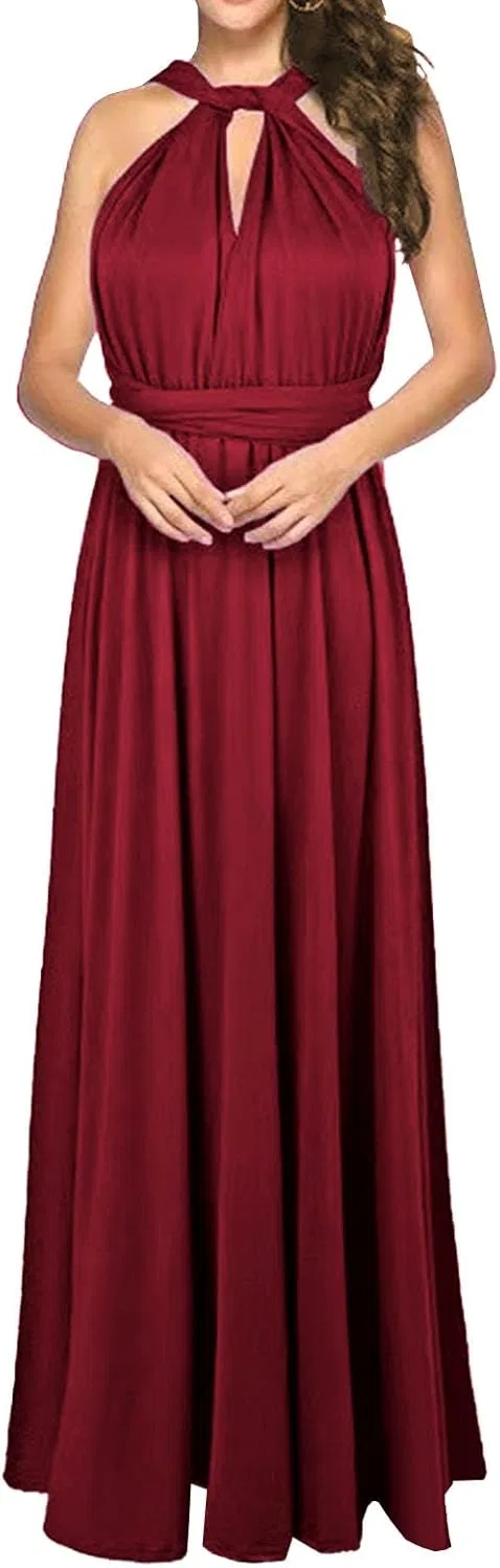 Женское платье-макси с запахом Plus Size, Wine Red