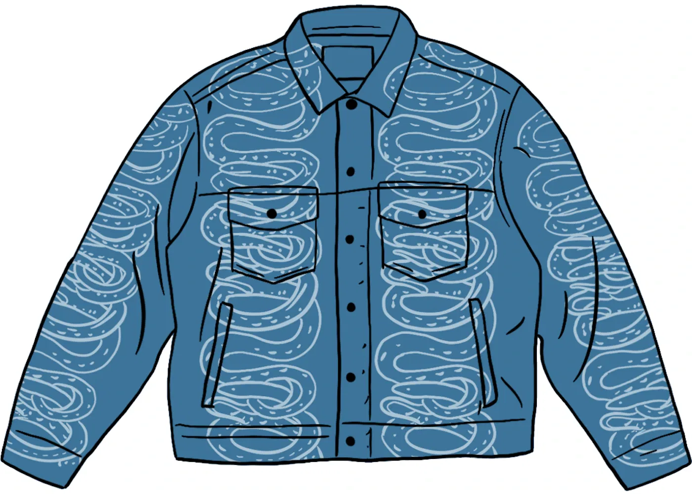 Мужская джинсовая куртка с принтом змеи Supreme HYSTERIC GLAMOUR, Blue