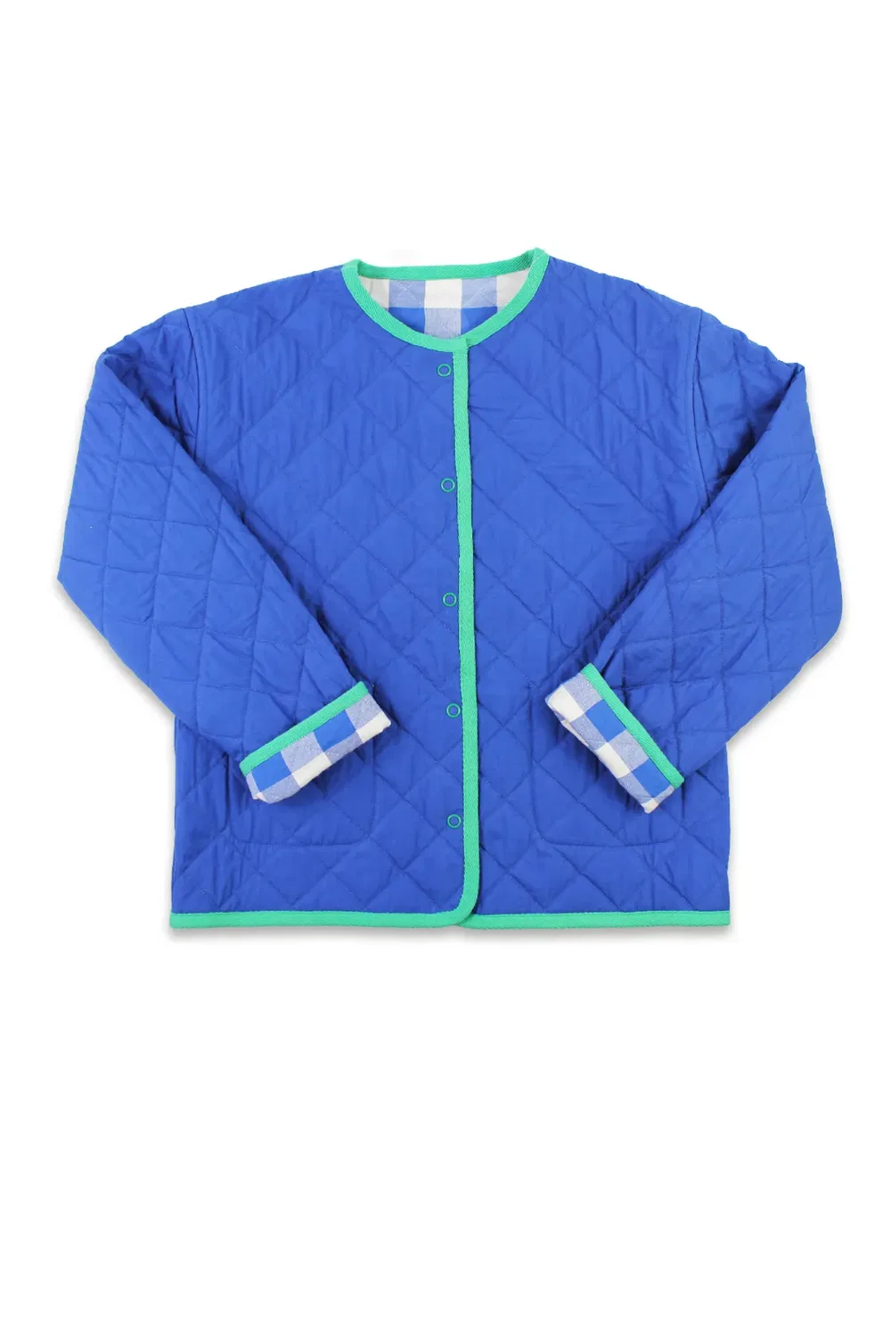 Детский жакет из ткани в клетку Gingham Woven Reversible Jacket Toby Tiger, Blue — фото 2