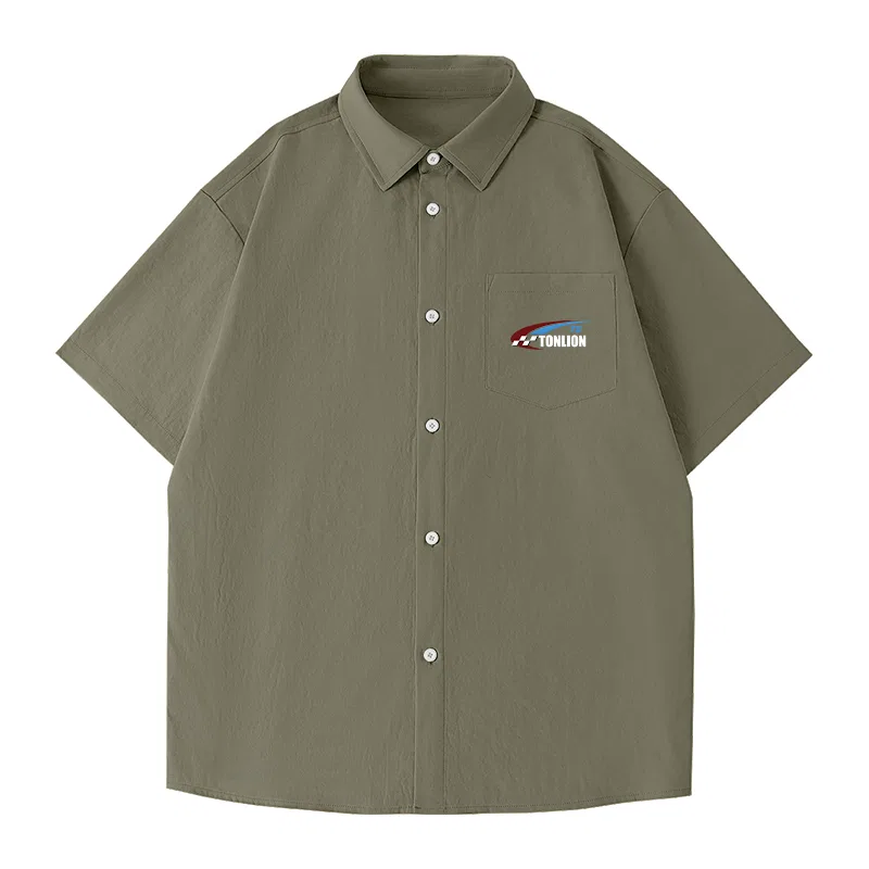 Детская рубашка с воротником минималистичная Tonlion, Army Green