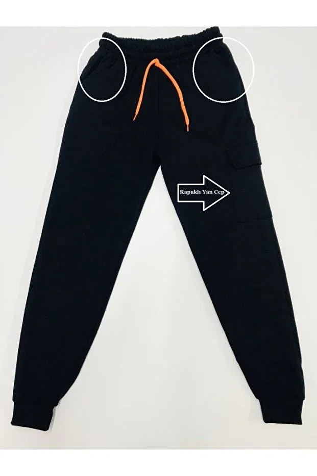 Детские спортивные штаны для мальчиков с карманами Seasonal 2-thread 2-front 1-pocket tracksuit pants for boys with drawstring at the waist and elastic ribbed cuffs Baby Slon Kids Clup, Navy Blue — фото 3