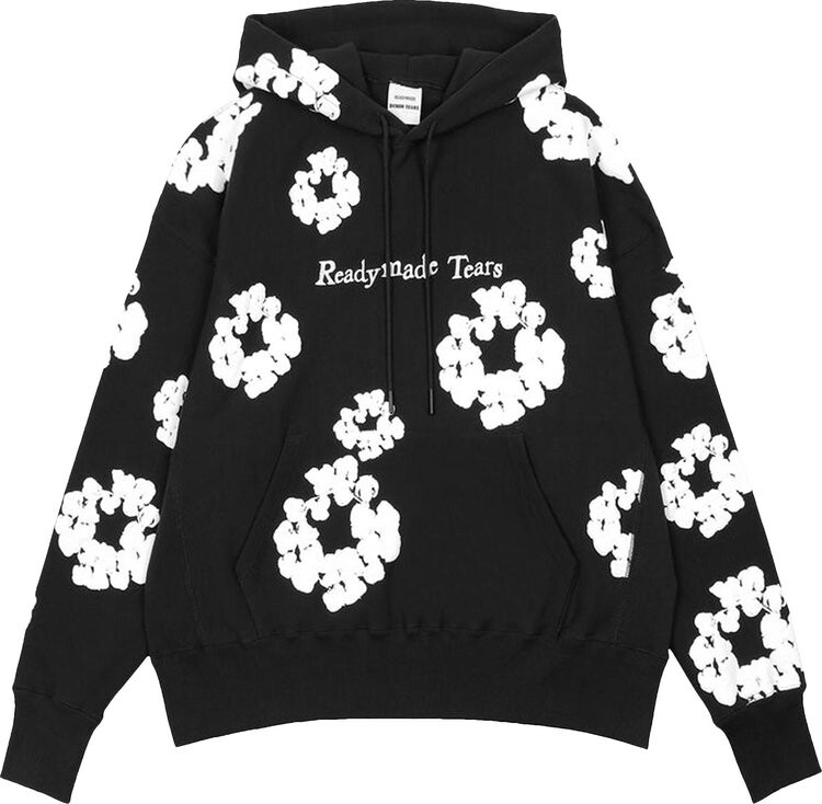 

Худи READYMADE x Denim Tears Cotton Wreath Hoodie 'Black/White', черный