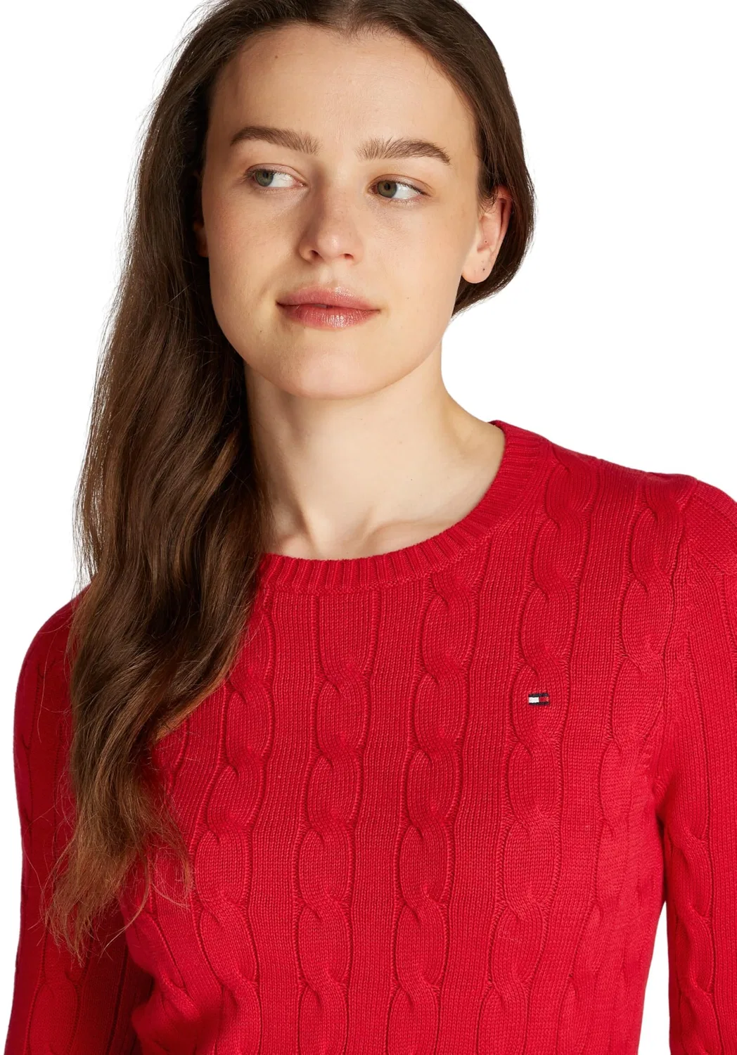 Женский пуловер с кабельным узором Co Cable Tommy Hilfiger, Red (Primary Red) — фото 4