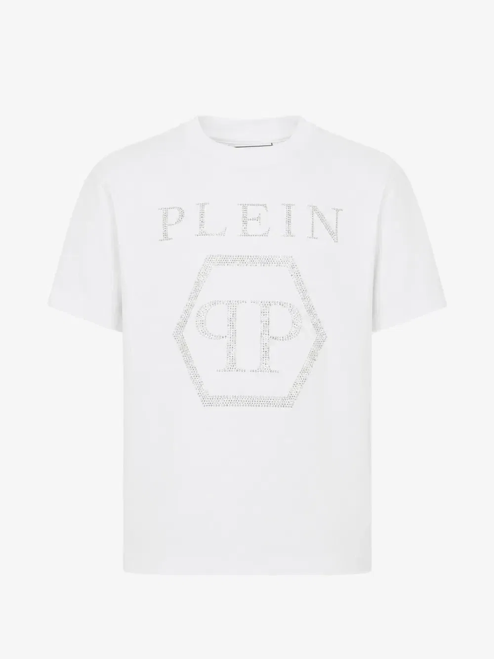 Футболка с логотипом, украшенным стразами Philipp Plein Junior, белый