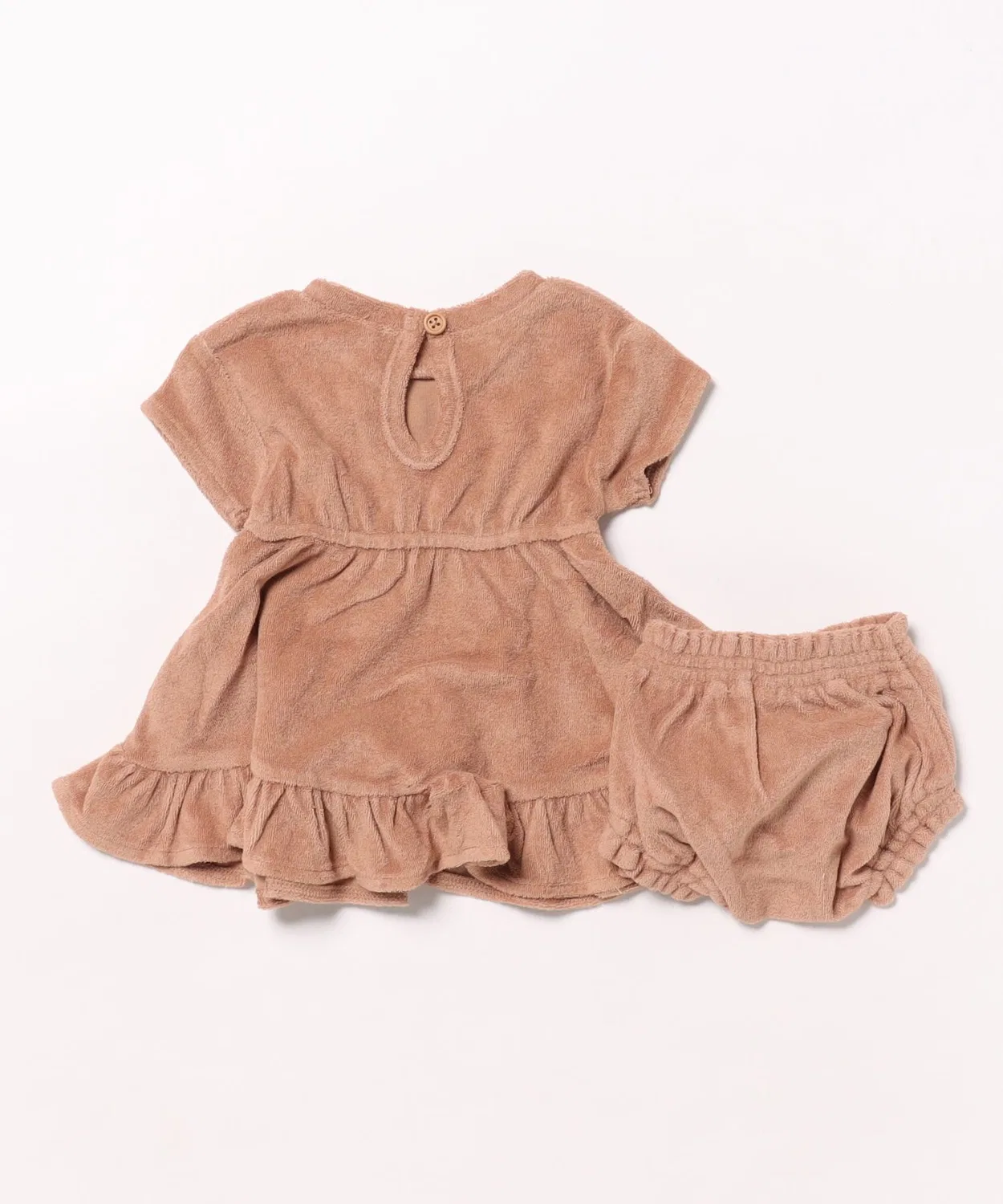 Детский комплект из платья и шорт из органического хлопка Terry Dress Set Quincy Mae, Brown — фото 2