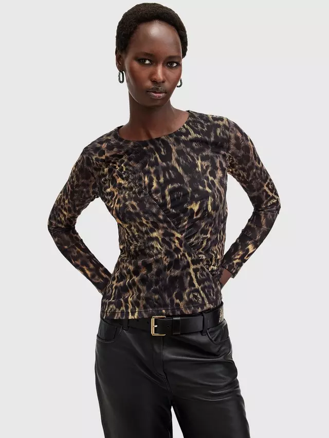 

Топ AllSaints Edana Mesh, цвет brown/multi