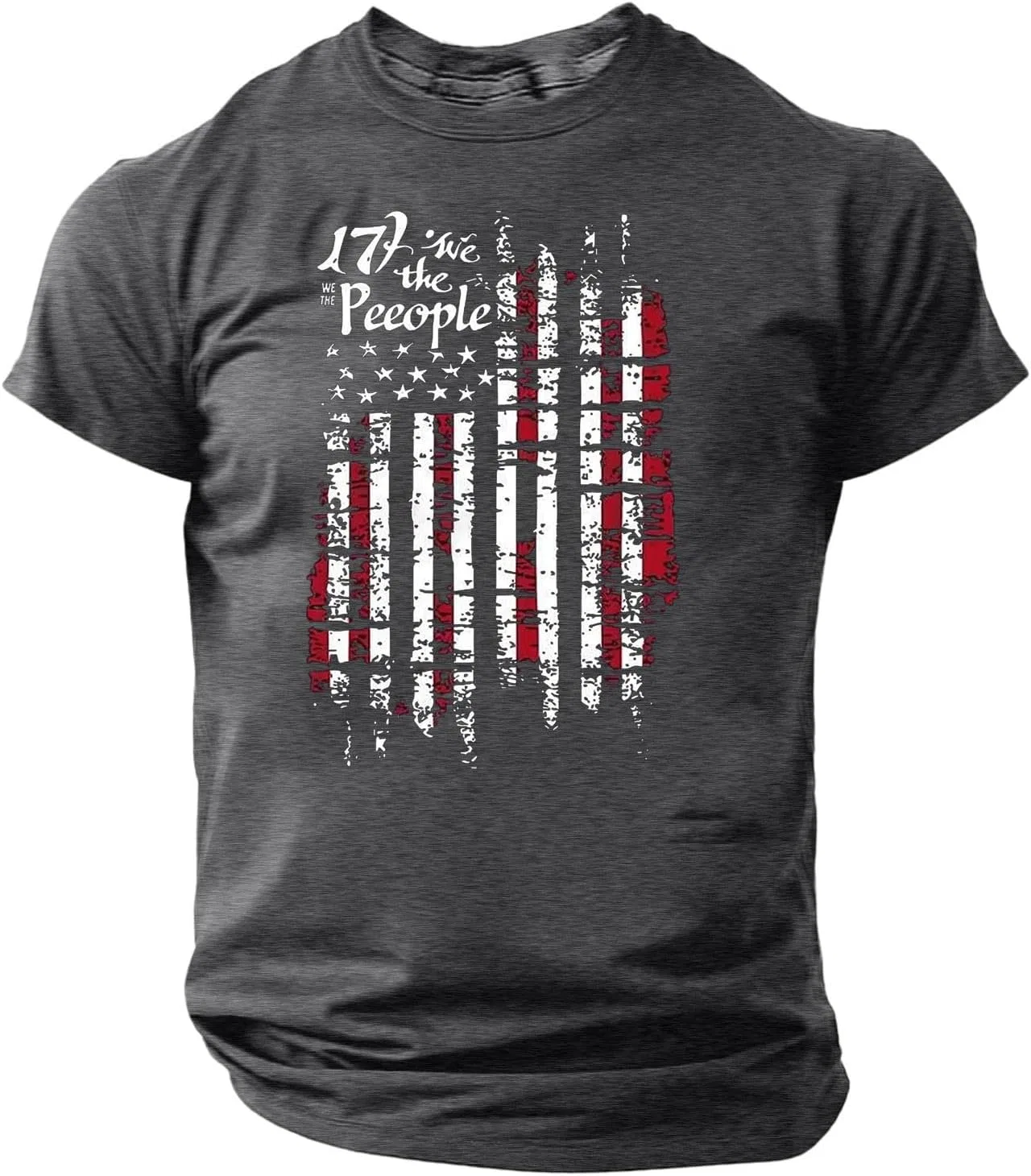 Мужская футболка с американским флагом Independence Day Graphic Tee, Gray — фото 4