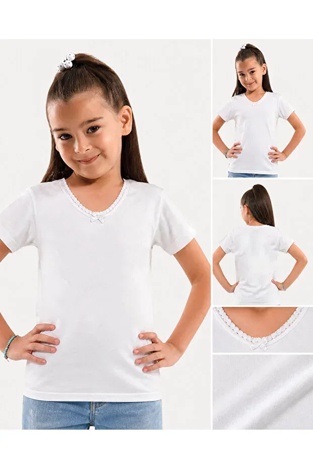 Детская майка для девочек с ребристой вязкой Öztaş Underwear, White