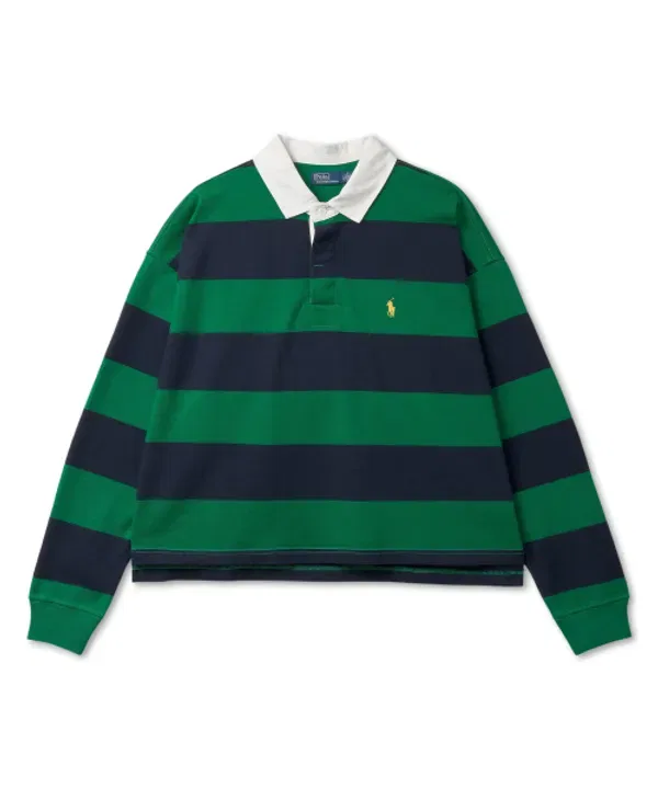 Кроп-рубашка регби с полосками, Ralph Lauren, зеленый