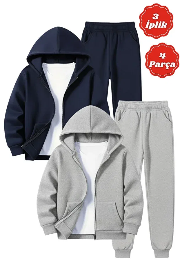 Детский спортивный костюм для мальчиков на флисе Fyk Kids, Navy Blue-Grey