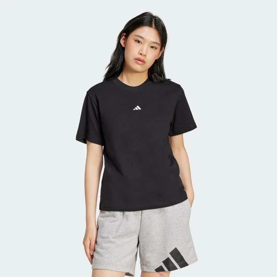 Футболка с длинным рукавом с логотипом Sportswear JC5943 Essentials Small Logo Cotton adidas, Черно-белый
