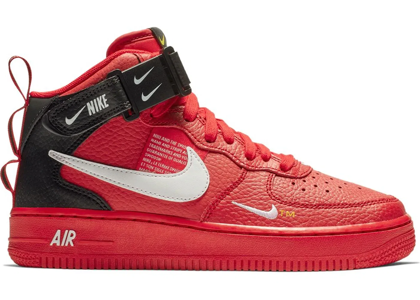 Детские кроссовки Lifestyle с высокой посадкой Nike Air Force 1 Mid Utility, University Red/White-Black-Tour Yellow