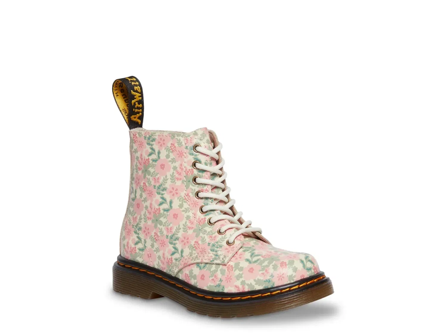 Ботинки Dr. Martens 1460 с цветочным принтом, детские, розовый/зеленый